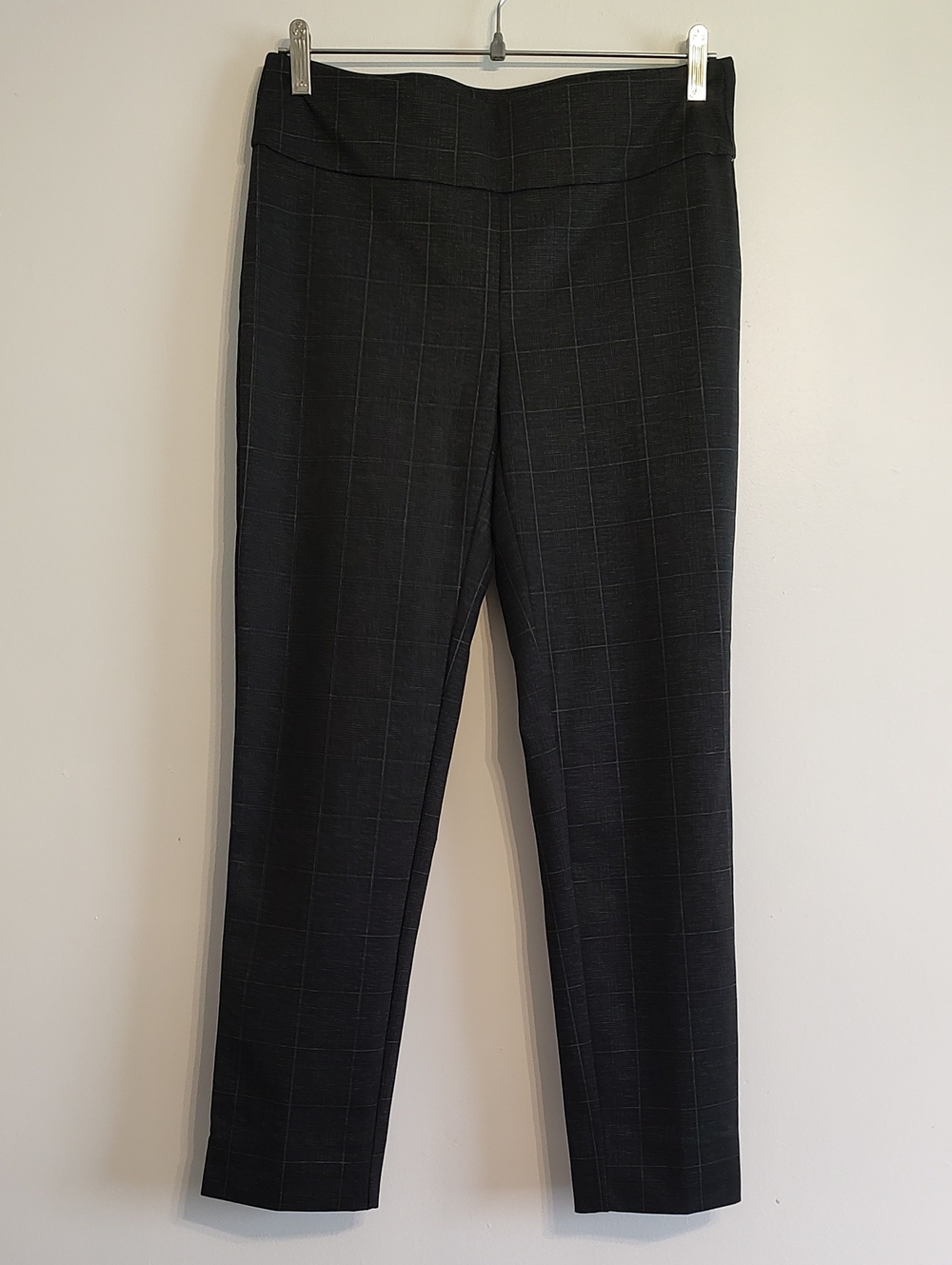 Zac & Rachel Charcoal Gray Pull on Windowpane Straight Leg Pants